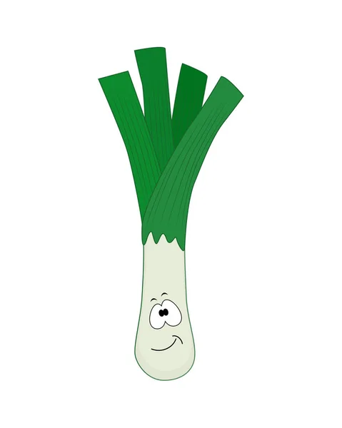 Desenhos animados bonitos leek vetor ilustração isolado no backgro branco —  Vetores de Stock