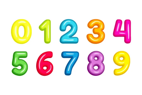 Πολύχρωμο παιδί γραμματοσειρά αριθμούς διανυσματικά εικονογράφηση απομονωθεί σε λευκό — Διανυσματικό Αρχείο