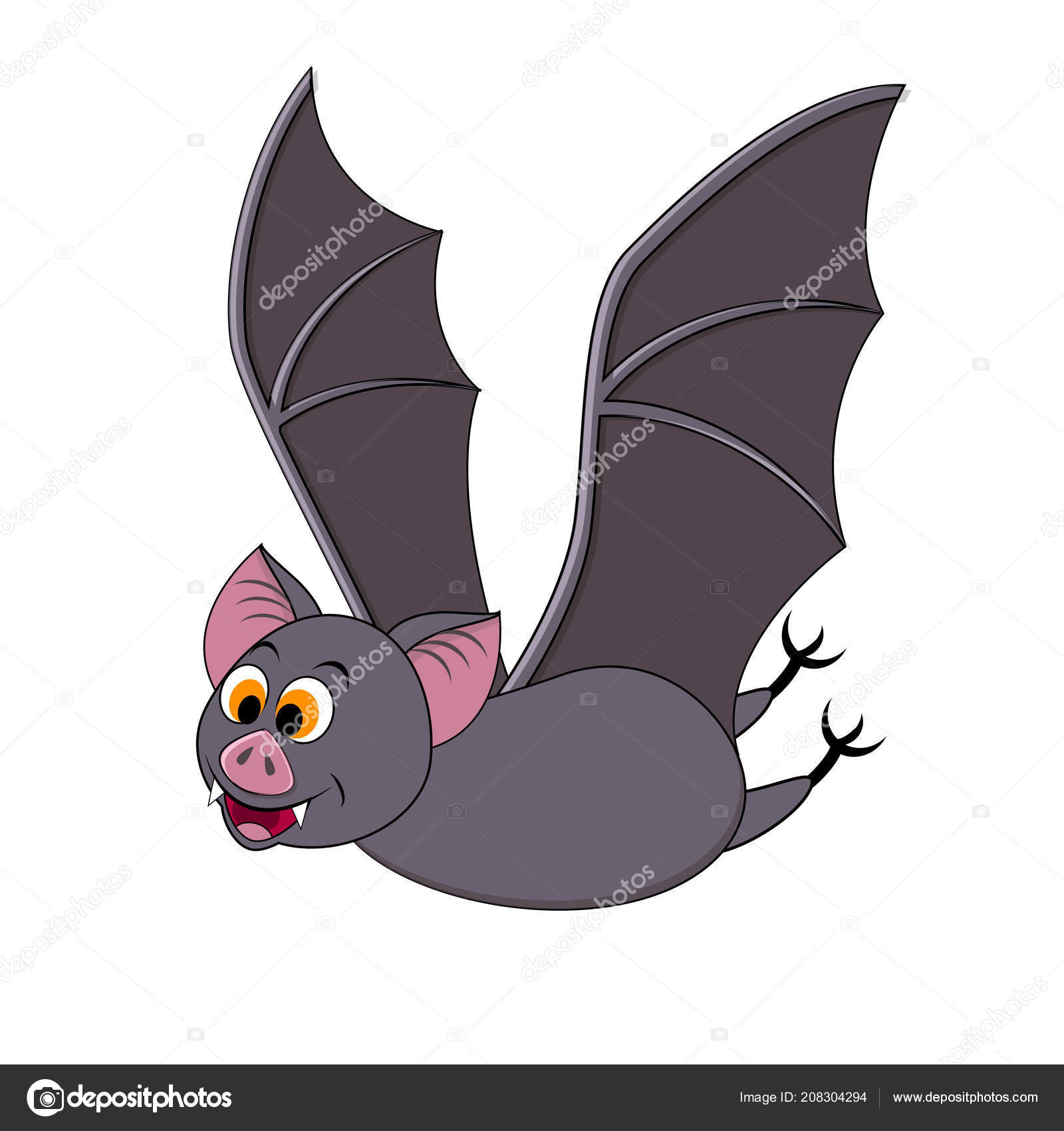 Cute cartoon Halloween bat flying. Vector illustration. — Stock Vector © BudOlga 208304294