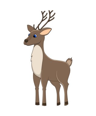 Sevimli çizgi Ren geyiği. Arktik hayvan. Vektör çizim. Beyaz izole