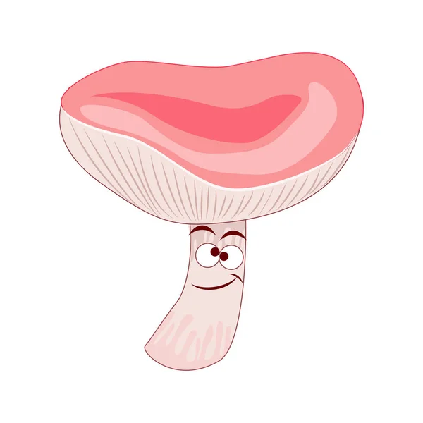 Carino cartone animato sorridente fungo russola. Illustrazione vettoriale . — Vettoriale Stock