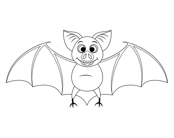 무색 재미 있는 만화 할로윈 박쥐 비행입니다. 벡터 일러스트 레이 션. — 스톡 벡터