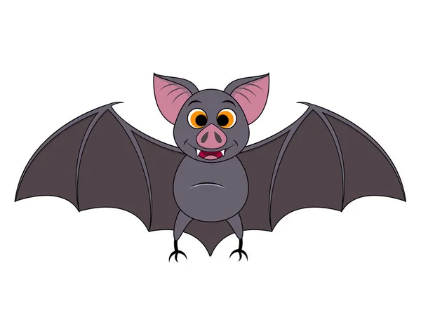 Carino cartone animato Halloween pipistrello volante. Illustrazione vettoriale. Isolato su bianco — Vettoriale Stock