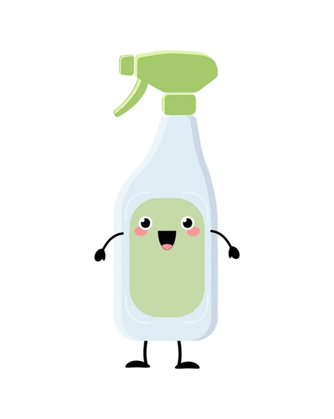 Lindo dibujo animado spray botella carácter vector ilustración aislado — Vector de stock