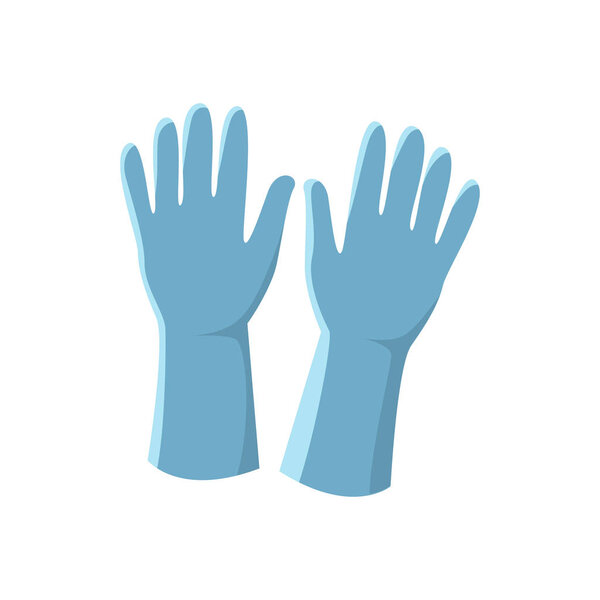 Blue latex gloves vector illustration isolated on white backgrou