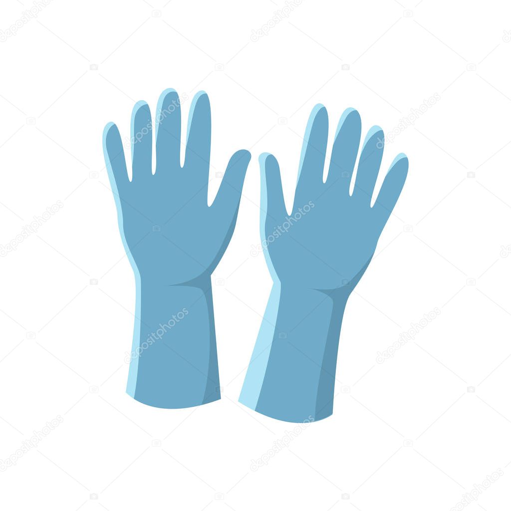 Blue latex gloves vector illustration isolated on white backgrou