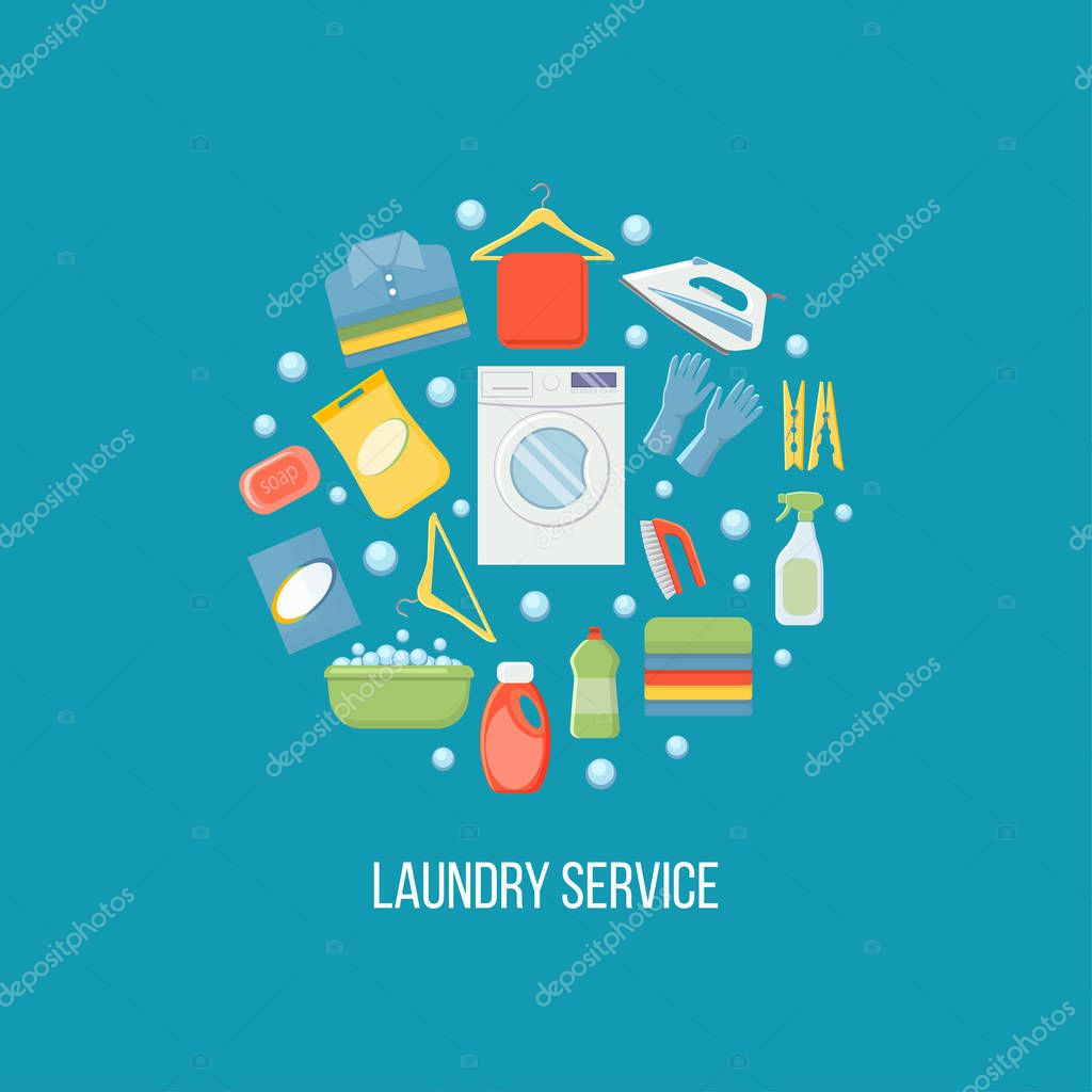Laundry service vector illustration. Vector illustration isolated on white background