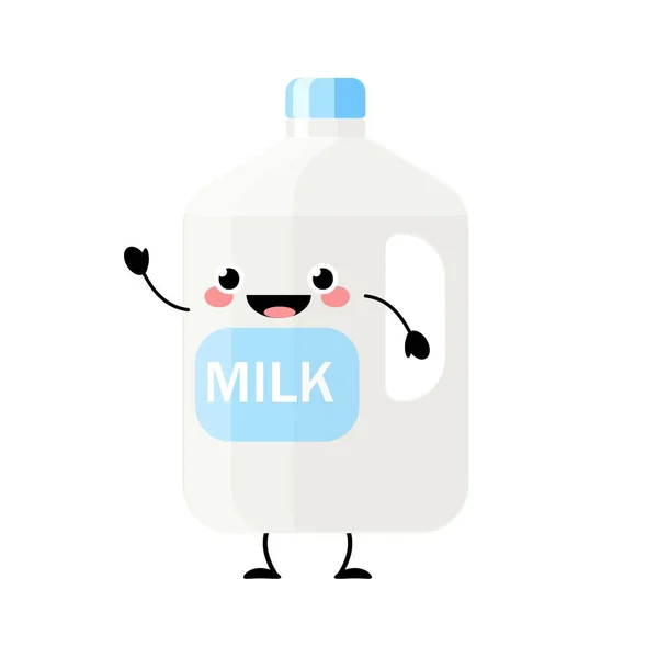 Cartón de plástico de los caracteres de vectores de leche aislados en respaldo blanco — Vector de stock