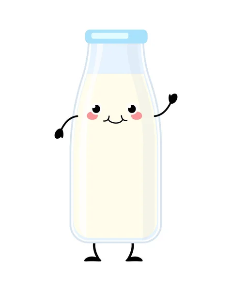 Leche botella vector caracteres aislados sobre fondo blanco. Kaw. — Vector de stock