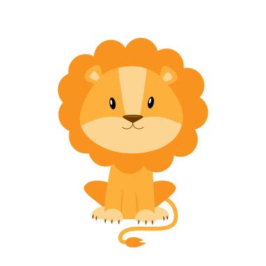 Sevimli çizgi aslan illüstrasyon izole üzerinde beyaz backgrou vektör