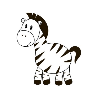 Renksiz zebra illüstrasyon izole beyaz arka plan üzerinde vektör