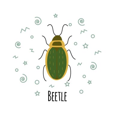 Beyaz arka plan üzerinde izole karikatür böceği vektör çizim. 