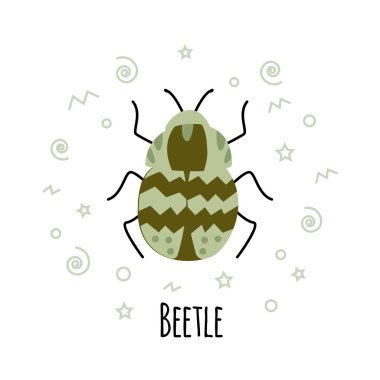 Beyaz arka plan üzerinde izole karikatür böceği vektör çizim. 