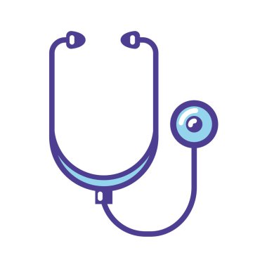 Mavi stetoskop simgesi vektör illüstrasyon beyaz izole . Tıbbi simge