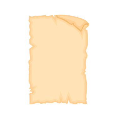 Parşömen eski kağıt sayfa vektör çizimi beyaz arkaplanda izole.