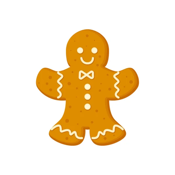 Gingerbread man traditional Christmas cookie with icing vector illustration — Stock Vector