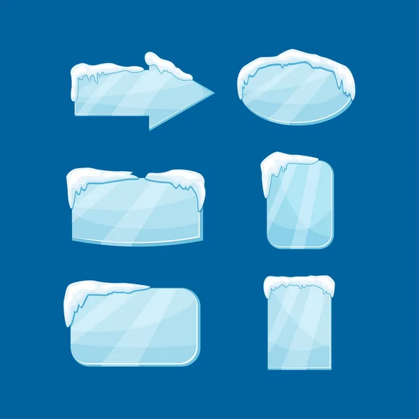 Hó jégcsap banner készlet vektor illusztráció elszigetelt kék háttér. Vektor Grafikák