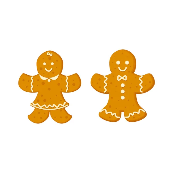 Pierniki mężczyzna i kobieta tradycyjne Christmas cookie — Wektor stockowy