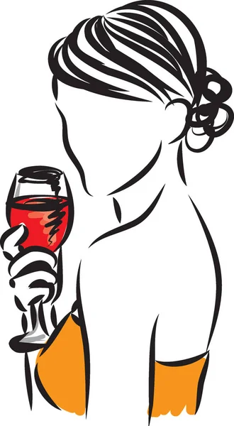 Woman Illustration Glass Wine Vector — Stock Vector