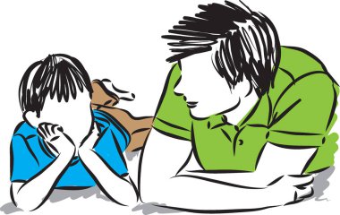 Baba ve oğul vektör çizim