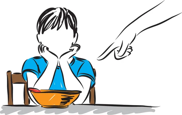 Mère Ordonnant Enfant Manger Illustration Vectorielle — Image vectorielle