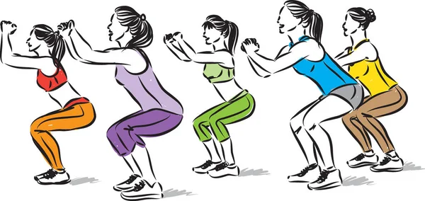 Grupo Mujeres Fitness Ilustración Vectores — Archivo Imágenes Vectoriales