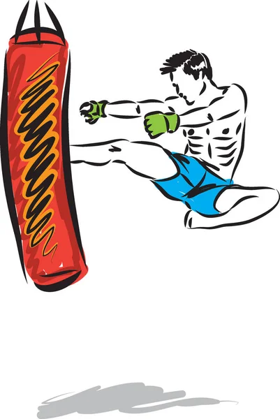 Kick Boxing Jump Hombre Vector Ilustración Secuencia — Archivo Imágenes Vectoriales