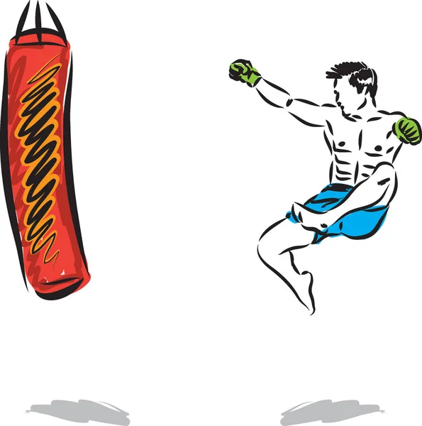 Kick Boxing Jump Hombre Vector Ilustración Secuencia — Vector de stock
