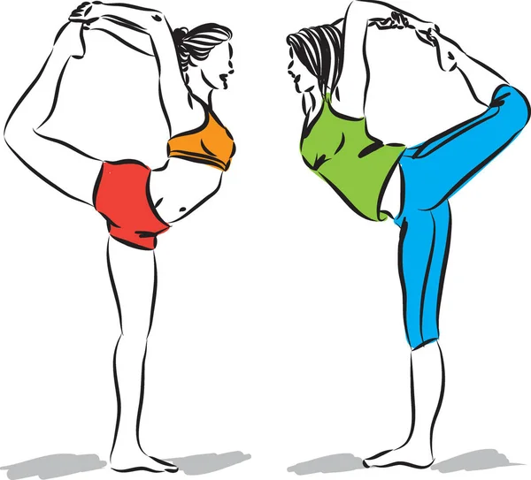 Fitness Frauen Erarbeiten Vektor Illustration — Stockvektor