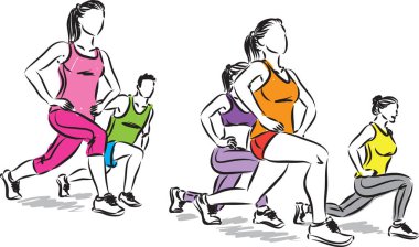 Fitness insanlar germe vektör çizim