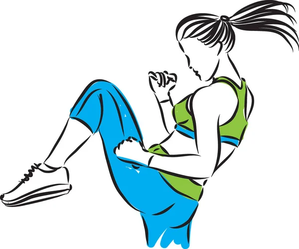 Fitness Vrouw Kickboksen Vectorillustratie — Stockvector