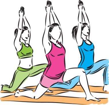 fitness Kadınlar yoga vektör çizim germe
