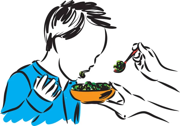 Little Boy Eating Vector Illustration — Stock Vector