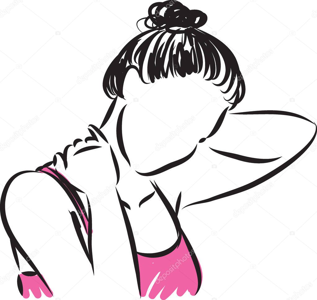 WOMAN WITH NECK PAIN VECTOR ILLUSTRATION