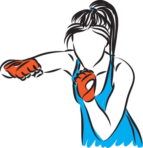 Mujer Patada Boxeo Formación Vector Ilustración — Archivo Imágenes Vectoriales