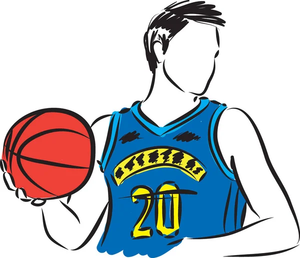 Basketballspieler Mit Kugelvektorillustration — Stockvektor