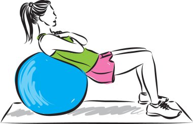 Fitness kız top vektör çizim ile