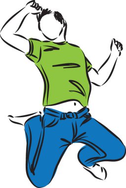 mutlu bir adam atlama vektör çizim