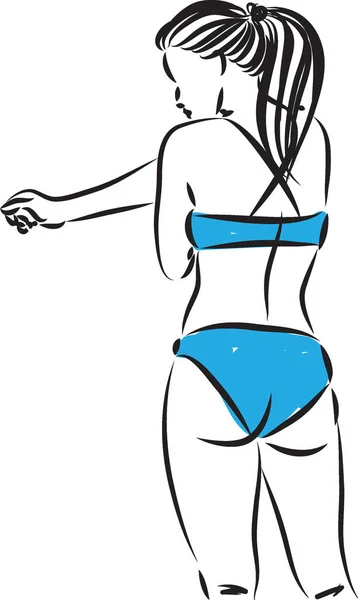Jolie Femme Bikini Étirant Illustration Vectorielle — Image vectorielle