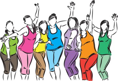 Fitness aktif kadınlara vektör çizim