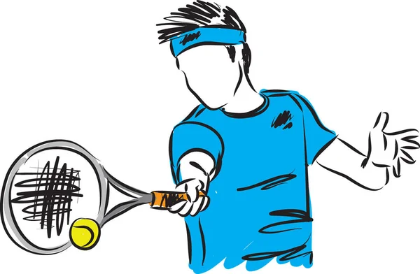 Tenis Player Vector Ilustración — Archivo Imágenes Vectoriales