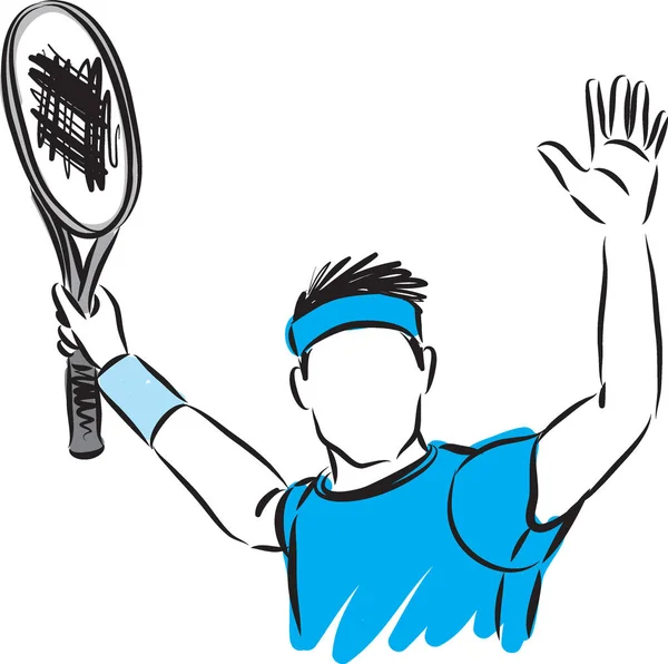 Concepto Ganador Tennis Player Vector Illustración — Vector de stock