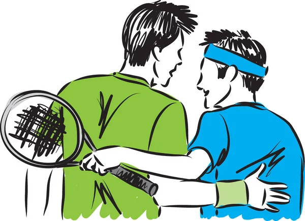 Jogador Tênis Amigos Ilustração Vetorial —  Vetores de Stock
