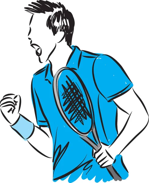 Теннисист Кричит Победитель Векторной Иллюстрации — стоковый вектор