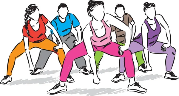 Fitness Lidé Skupiny Vektorové Ilustrace — Stockový vektor