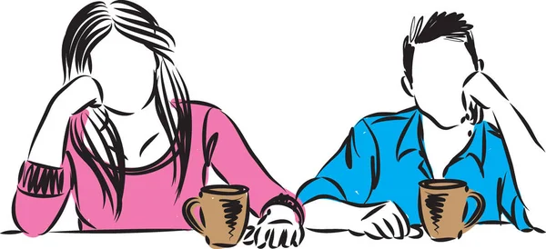 Couple Man และ Woman Bored Vector Illustration — ภาพเวกเตอร์สต็อก