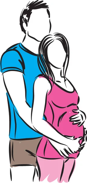 Pareja Hombre Mujer Embarazada Vector Ilustración — Vector de stock