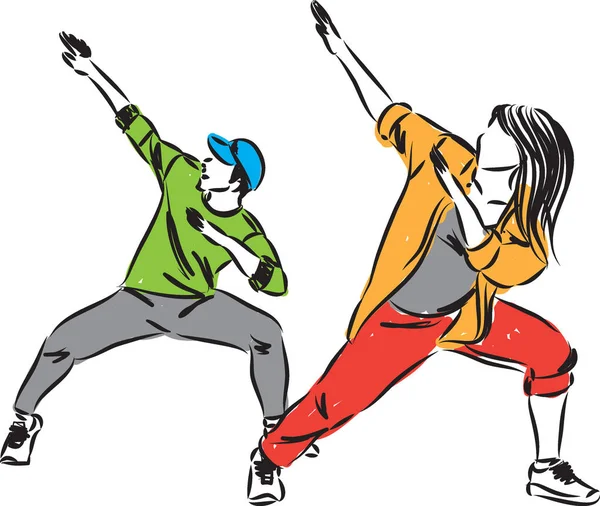 Baile Hip Hop Personas Vector Ilustración — Vector de stock