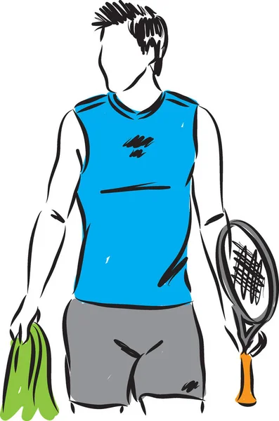 テニス男プレイヤー ベクトル図 — ストックベクタ