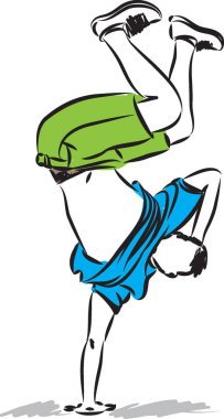 erkek dansçı hip hop vektör çizim aşağı tarafı yukarı